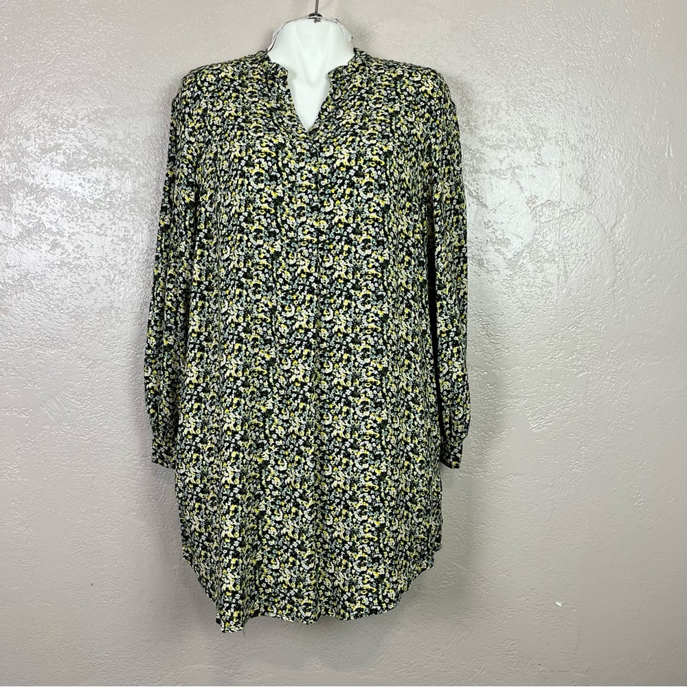 H&M Women floral boho dress Green Long Sleeve Southern‎ size Small